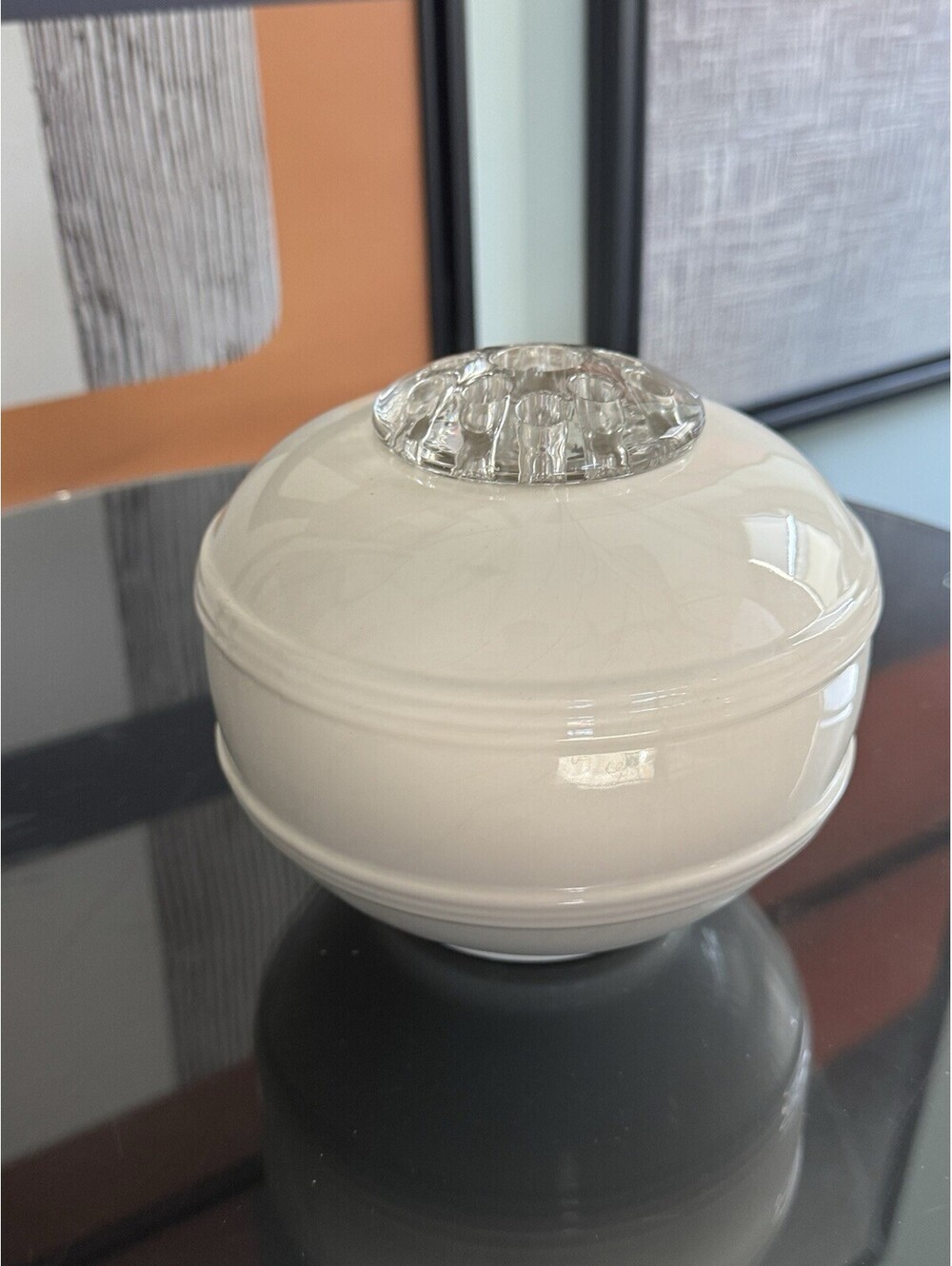 Martha Stewart Y2K Ceramic Flower Vase Bowl Glass Frog Ivory Crackle Glaze